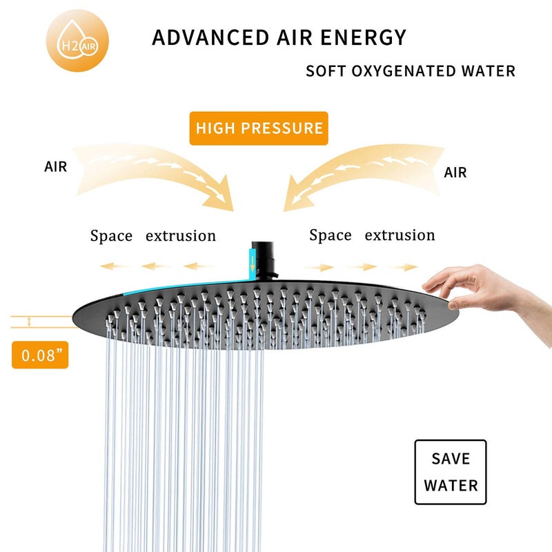 GGStudy 12 Inches Round Rain Shower head Large Stainless Steel High Pressure Shower Head,Ultra Thin Rainfall Bath Shower 1/2 Connection Oil Rubbed Bronze Black Shower Head - Image 5